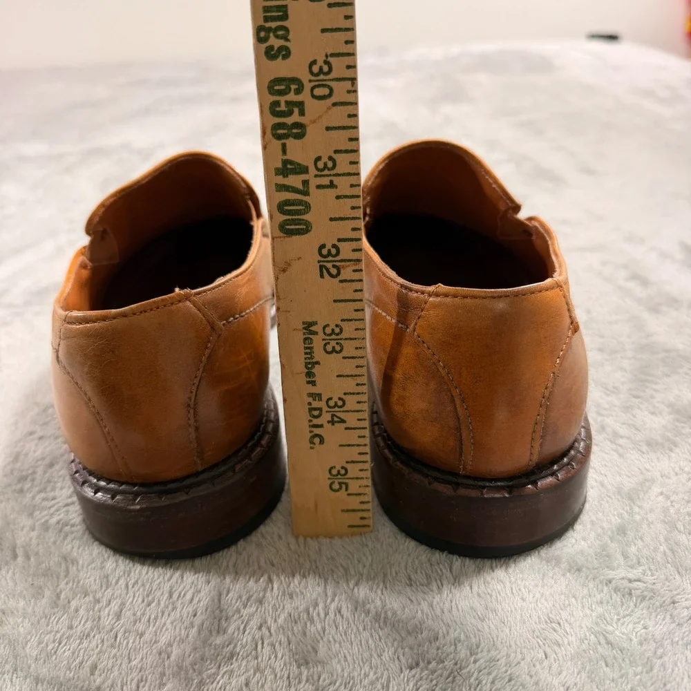 Kingston Loafers Mens Tan Leather Square Toe Slip On Made in Spain 41 Shoes